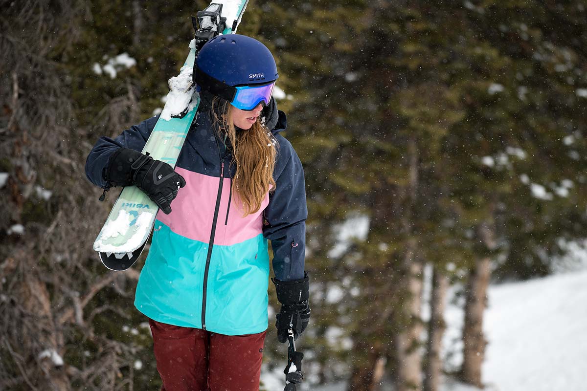 Women's ski jacket (sidecountry hike in Flylow Gear Lucy Jacket)
